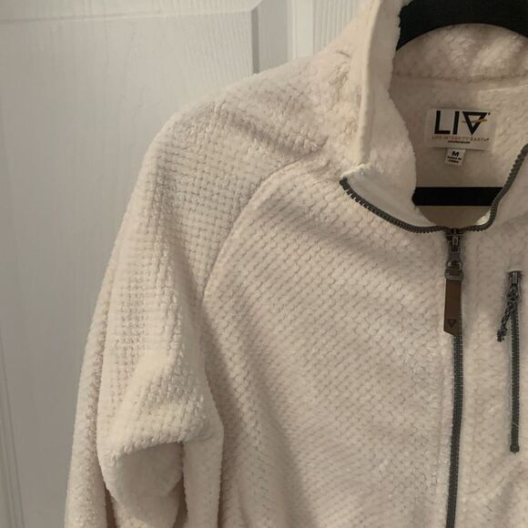 LIV Life integrity earth cream/off white fleece zip‎ up jacket size Medium - Picture 4 of 8